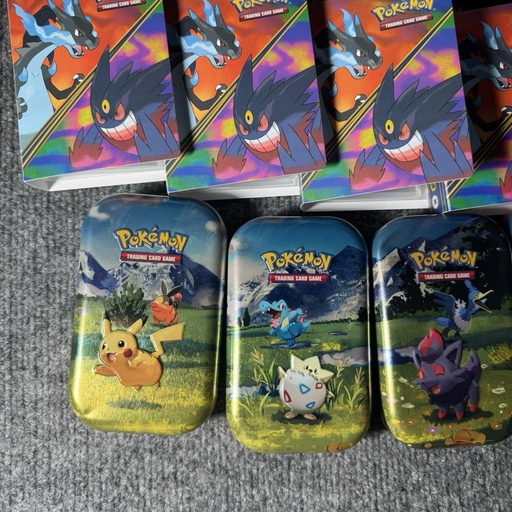 Lot Of Pokemon Ascended Hero's Mini Tins & Other Tins & Phantasmal Binders EMPTY